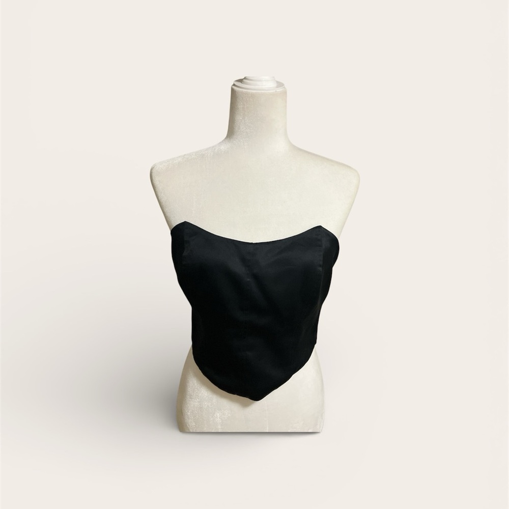 Reformation Black Silk Corset Top